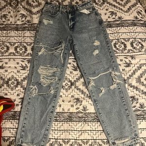 Distressed mom jeans